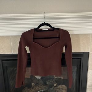 Dissh Brown Sweetheart Knit Top